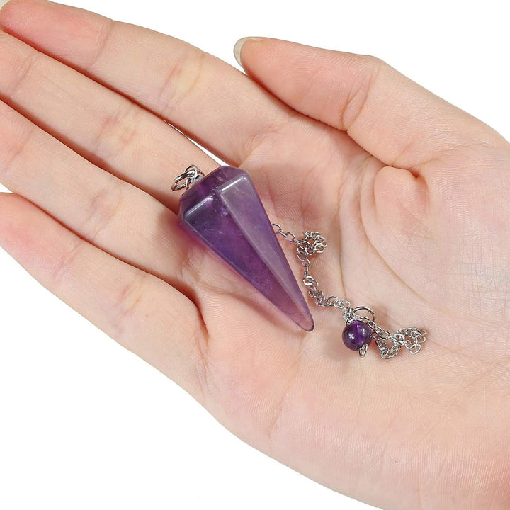 Natural Amethyst Gemstone Crystal Pendulum - Dowsing, Scrying, Healing