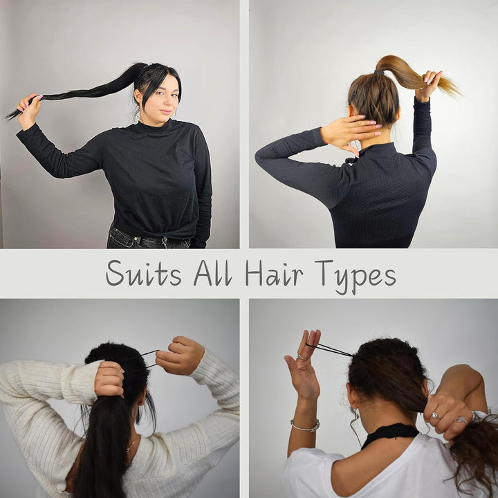 Hair Bobbles for Thick Hair, Elastic Hair Bands for Women, 4Mm Snag Free Strong Hair Ties No Damage for Girls, Hairbands Women, Ponytail Holders (Pack of 40 - Black)