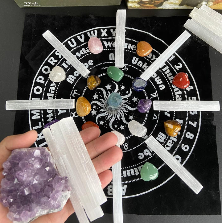 12 Pcs 4" Selenite Sticks Large Selenite Crystal Wands White Raw Rough Crystals Bulk for Healing Reiki Wiccan Witchcraft Supplies Protection Crystals