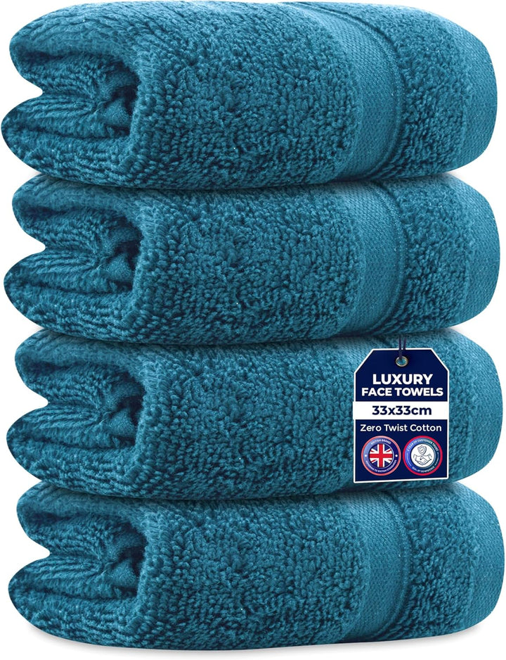 4 Packs Zero Twist Face Cloths 33X33Cm - 100% Cotton Washcloths Absorbent & Super Soft Hotel Quality Towels | Oeko-Tex Certified (4, Plum Purple)