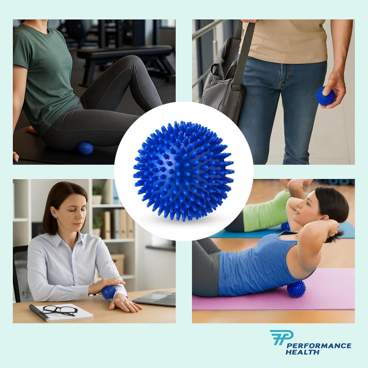Soft Spikey Massage Ball for Deep Tissue, Trigger Point & Myofascial Release – Foot, Glutes & Back Massage – Plantar Fasciitis & Physio Ball – 10Cm, Blue