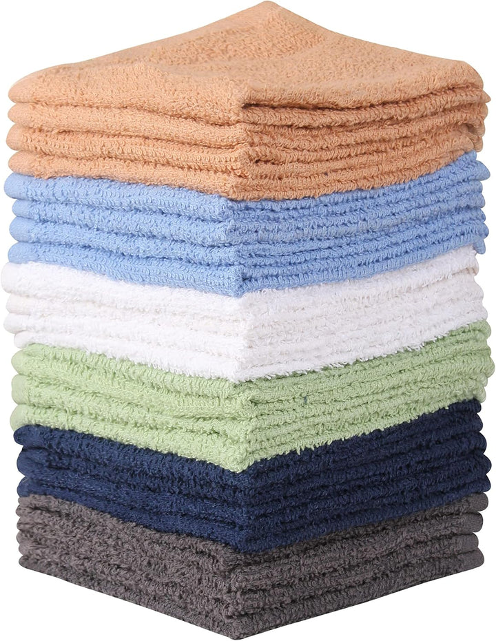 Towel and Linen Mart 100% Cotton - Wash Cloth Set - Pack of 24, Flannel Face Cloths, Highly Absorbent and Soft Feel Fingertip Towels (Multi)