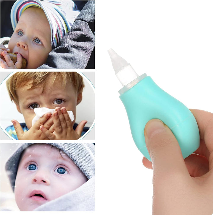 2 Packs Baby Nasal Aspirator, Baby Nose Sucker Nose Cleaner Babys Nasal Cleaner Mucus Removal for Newborns(Blue+Green)