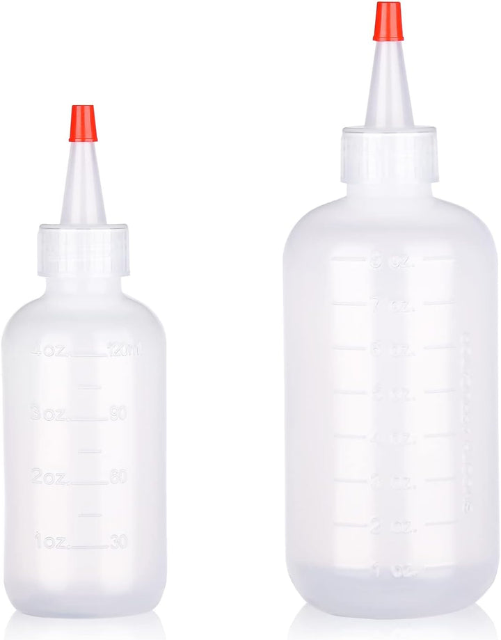 2 Pack Applicator Bottles with Tip Squeeze Plastic Graduated Bottles for Salon Hair Care (120Ml), Red