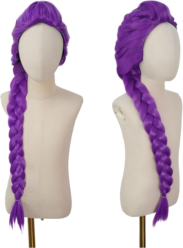 Anime Hunters Rum Wig, Purple Hair Extensions Cosplay Hair, Purple Braiding Hairs Demon Cosplay for Kids & Adults, Adjustable Cap, Realistic Halloween Anime Costume Wig
