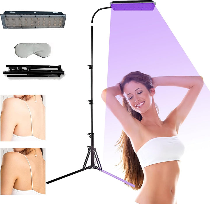 54W Face Tanning Lamp, 180° Rotation Sun Lamp, Tanning Lamp Solarium for Home, with Adjustable Height Tripod (38.5"-78.7"), Eye Mask, for Home Beauty Salon Face and Body All Skin Tones (B)