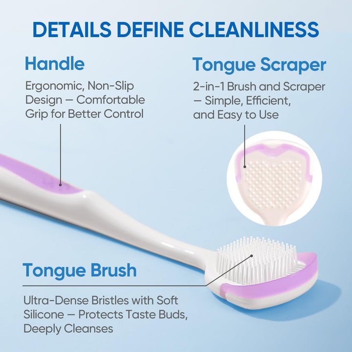 Tongue Cleaner Gel with Tongue Brush – Fresh Breath Oral Care Kit – Tongue Scraper Gel Set for Bad Breath Removal, Maintain Oral Health