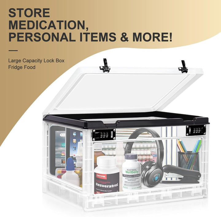 Large Lockable Storage Box, 24 Litre Combination Lock Box for Personal Items/Office Locker/School/Medicine/Snacks/Phone Jail/Electronic/Home