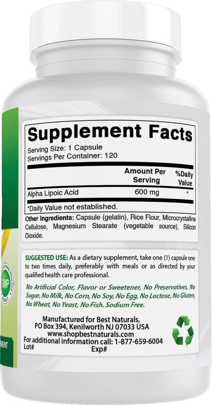 Alpha Liopic Acid 600 Mg 120 Count - ALA Alpha Lipoic Acid Powerful Antioxidant