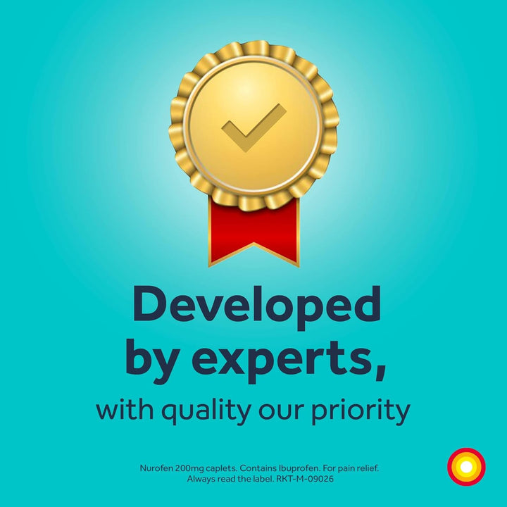 Ibuprofen 200Mg Tablets, 16 Caplets for Headache, Migraine, Back Pain, Cold & Flu Relief, 8-Hour Painkiller, Over-The-Counter Medication