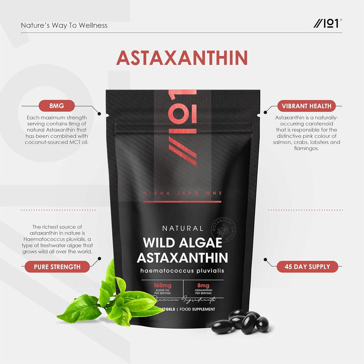 Wild-Algae Astaxanthin 160Mg - High Strength Providing 8Mg Astaxanthin Antioxidant - 90 Softgels - Resealable and Recyclable Pouch by