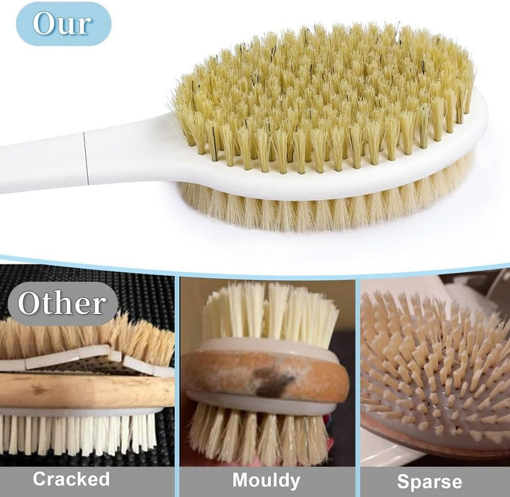 Back Scrubber Brush, Body Shower Brush Back Scrubber with Long Handle, Exfoliating Shower Brush, Wet or Dry Bath Brush for Men Women