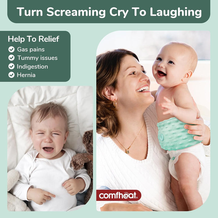 Colic Relief for Babies Belt, Flaxseed Heated Tummy Wrap, Baby Belly Wrap Swaddling Belt with Soothing Warmth, Natural Relief for Upset Stomach in Babies and Toddlers, 0-3 Years (Green)