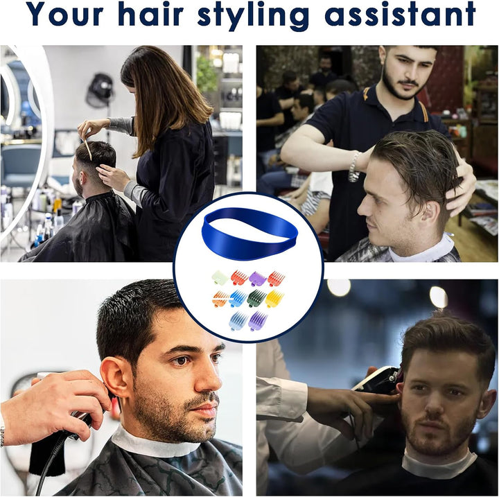 11Pcs Fade Guide, Hair Cutting Tool, Clipper Guards for Men with Blue Silicone Band, Multiple Sizes for Professional/Home Haircuts, Styling & Grooming Accessories