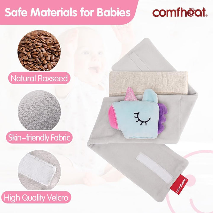 Colic Relief for Babies Belt, Flaxseed Heated Tummy Wrap, Baby Belly Wrap Swaddling Belt with Soothing Warmth, Natural Relief for Upset Stomach in Babies and Toddlers, 0-3 Years (Unicorn)