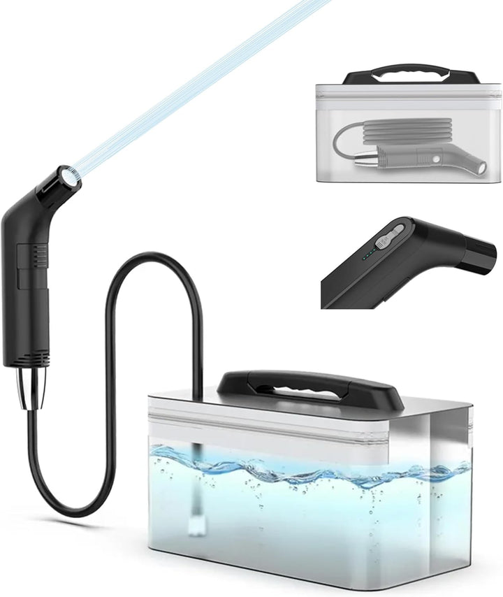 Electric Portable Bidet Sprayer – 2.5L Handheld Travel Shattaf, Strong Pressure Toilet Spray, Rechargeable 1600Mah Battery, USB-C Charging – Home, Camping & Outdoor Hygiene (White, JP-239B)