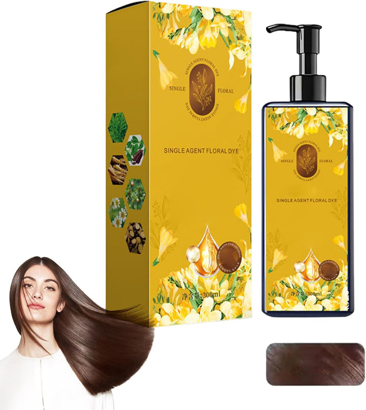 Nourishing Plant-Based Hair Color,Long-Lasting Floral Dye, Even and Natural Gray Hair Coverage, Softens and Adds Shine,Plant-Based Formula for Men & Women - Instant Effect (Natural Black)