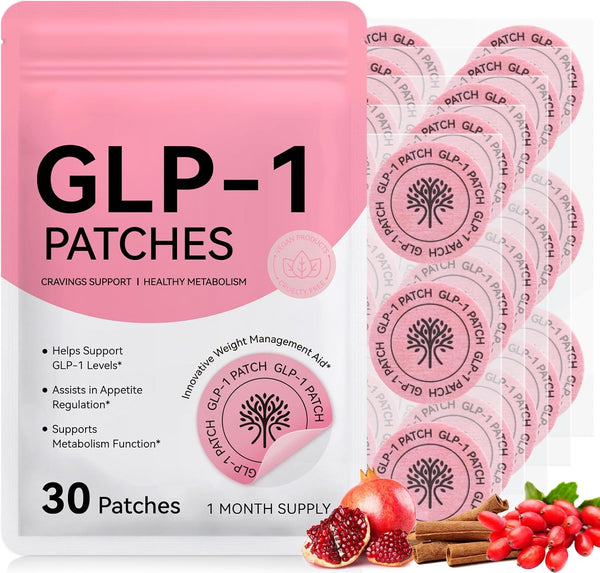 GLP-1 Patches, 30 Patches GLP-1 Mixed Essence Patch for Healthy Shape Support, Natural Ingredients with Pomegranate and Cinnamon, Gentle and Soothing Transdermal Body Patch for Women