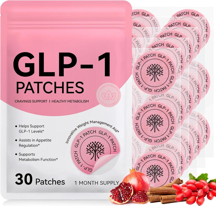 GLP-1 Patches, 30 Patches GLP-1 Mixed Essence Patch for Healthy Shape Support, Natural Ingredients with Pomegranate and Cinnamon, Gentle and Soothing Transdermal Body Patch for Women