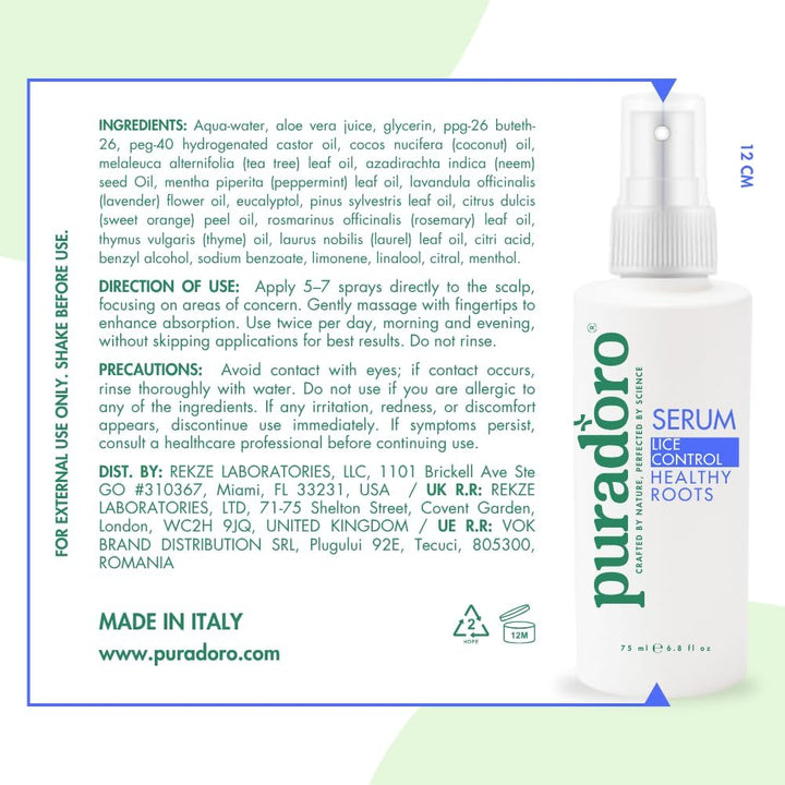 Headlice Treatment – 100% Natural Nit Treatment Lotion Spray Serum, Kills All Head Lice & Eggs W/ Tea Tree & Neem – Strong Defence for Kids & Adults 75 ML