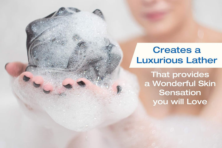 XXL 90G Charcoal Shower Loofah 3 Pack by  - Perfect Bath Sponge for Exfoliating for Men & Women - Body Scrubber Brush for Cleansing and Smooth Skin - Scrubbies That Remove Excess Oil and Dirt