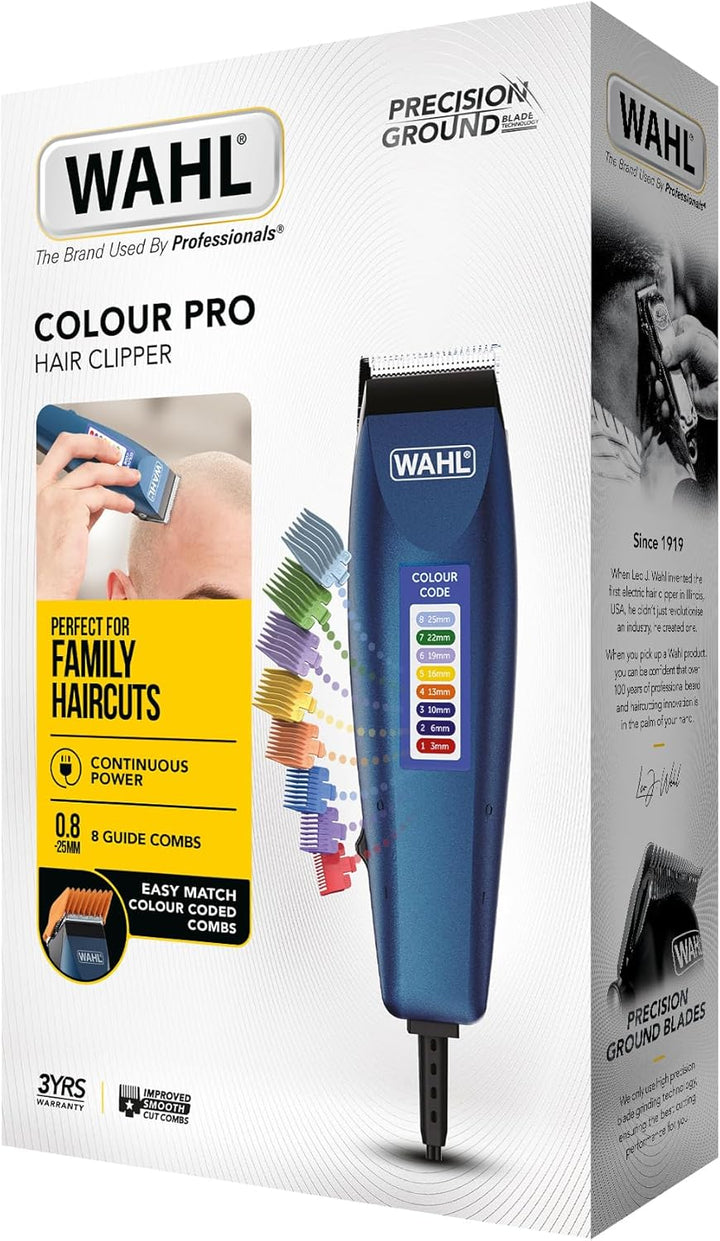 Colour Pro Corded Clipper, Hair Clippers for Men, Head Shaver, Men'S Hair Clippers, Colour Coded Clipper Guides, Corded, Family at Home Haircutting