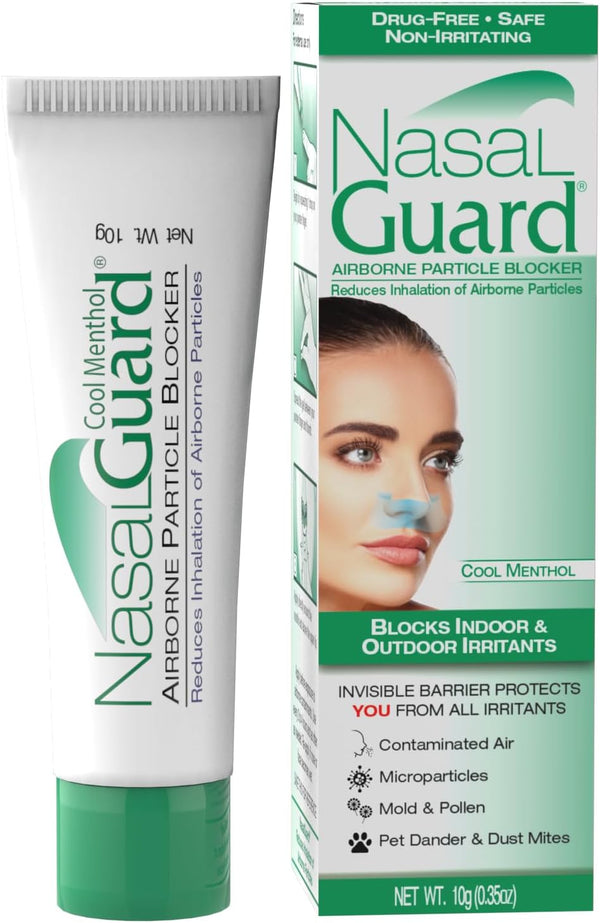 Allergy Relief and Allergen Blocker Nasal Gel - Drug-Free and Proven Safe for Pollen Allergy Sufferers, Approved for Airplane Travel (10 Gram, Cool Menthol)