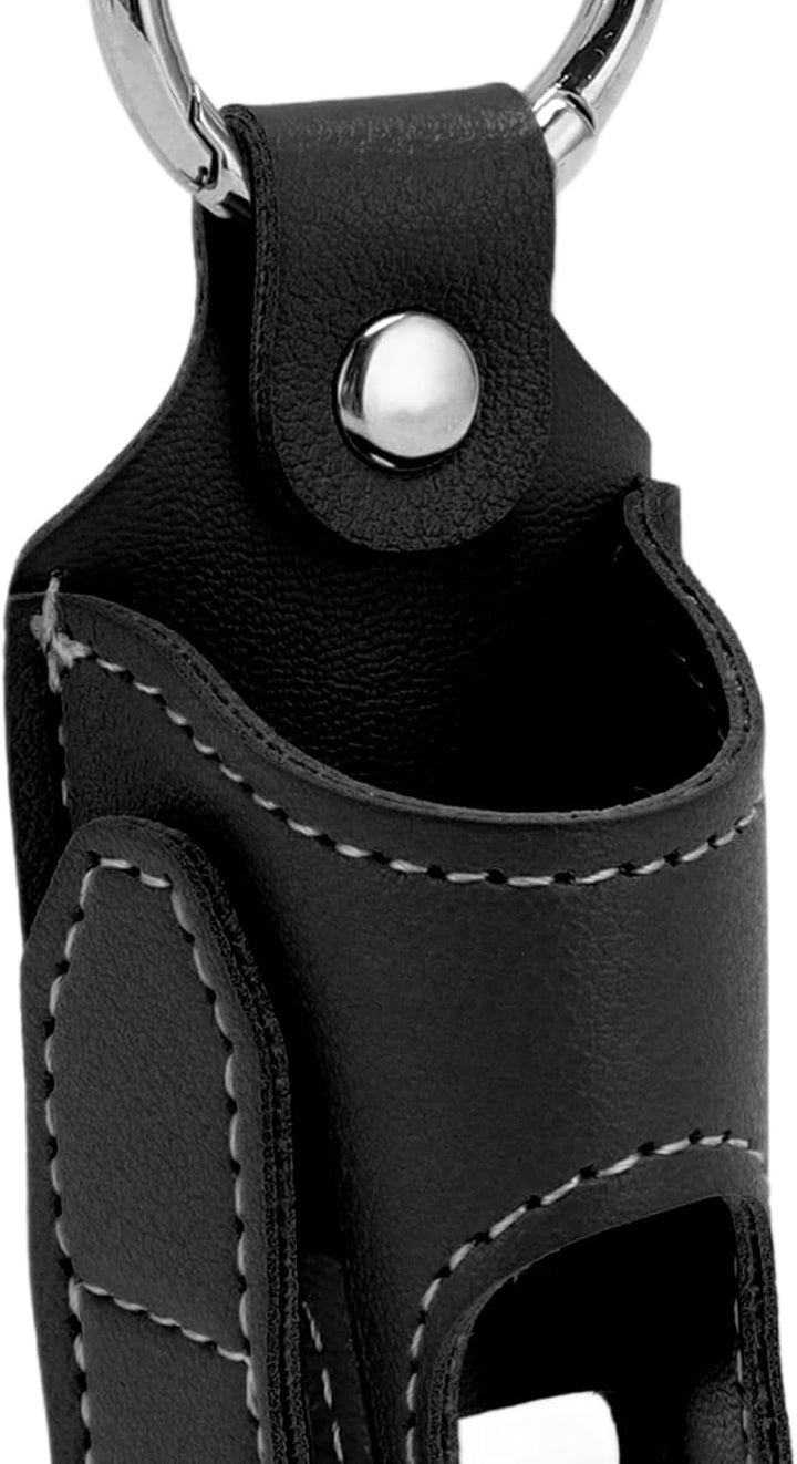 2Pcs PU Leather Asthma Inhaler Holder,Portable Asthma Inhaler Holder Case with Clip,For Home Work or Travel (Black)
