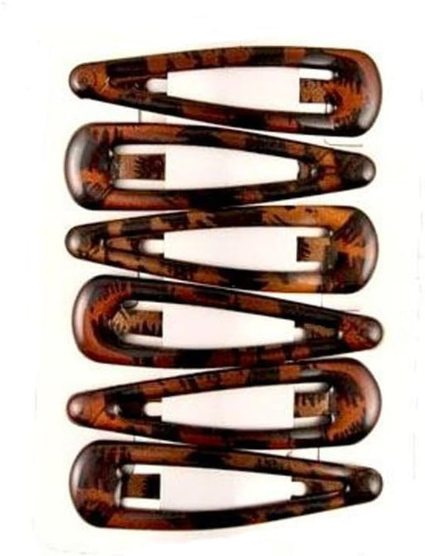 Snap Hair Clips Bendies Sleepies 6 X Snap Hair Clips School Colours Hairclips[Brown (7)]