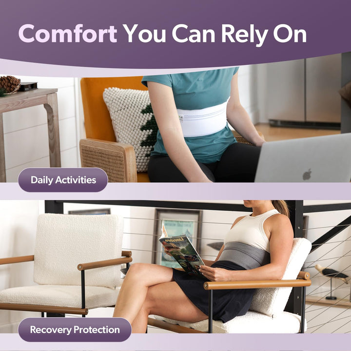 Broken Rib Brace | Elastic Chest Wrap Belt for Cracked, Fractured or Dislocated Ribs Protection, Compression and Support (Female - Fits 28"-60" Chest)