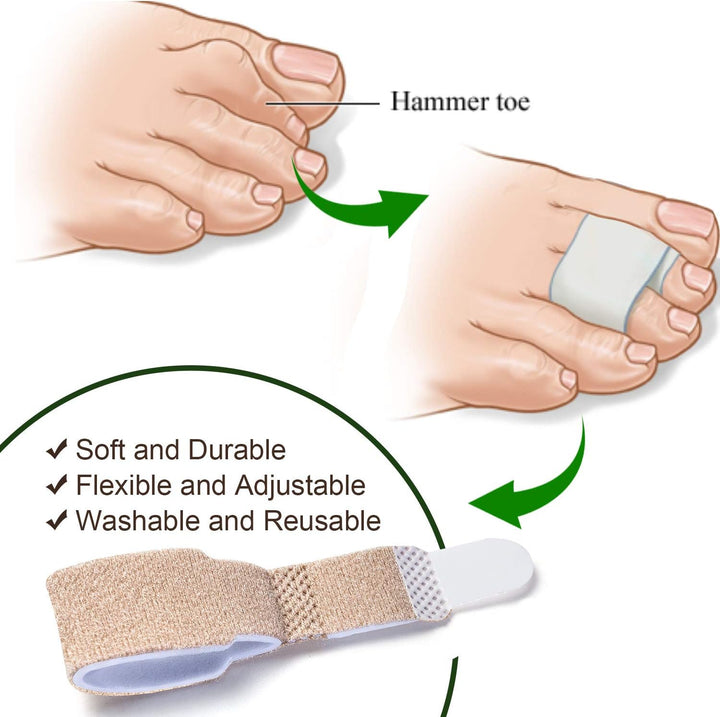 6Pcs Hammer Toe Straightener, Hammer Toe Splints, Toe Cushioned Bandages for Correcting Hammer Toes, Broken Toes, Crooked Toes & Overlapping Toe