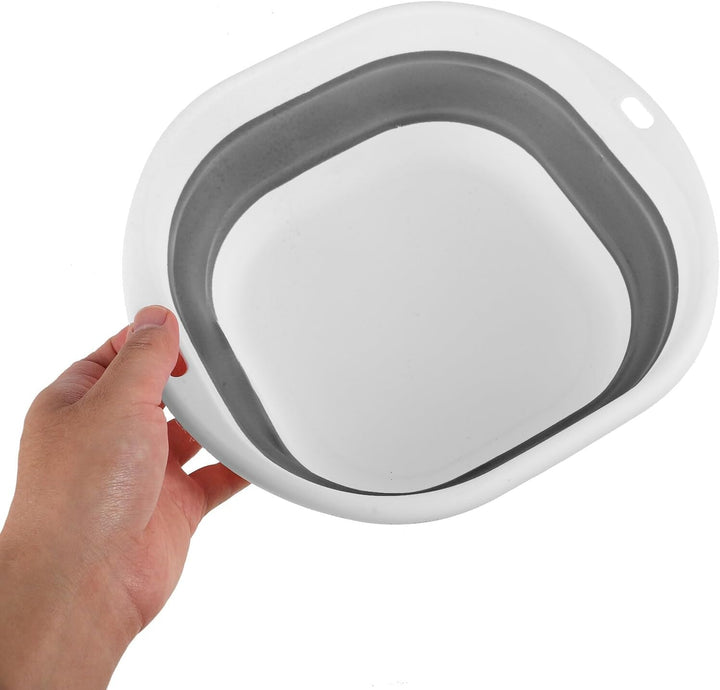 Foldable Portable Wash Basin Small Grey Lightweight Collapsible Face Washing Basin for Travel Camping Outdoor Use Space-Saving with Hanging Hook for Easy Drying and Storage