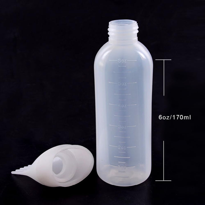 3 Pieces Hair Oil Applicator Bottle Root Comb Hair Dye Brush Applicator Bottle with Graduated 6 Ounce Scale (3 Colors)