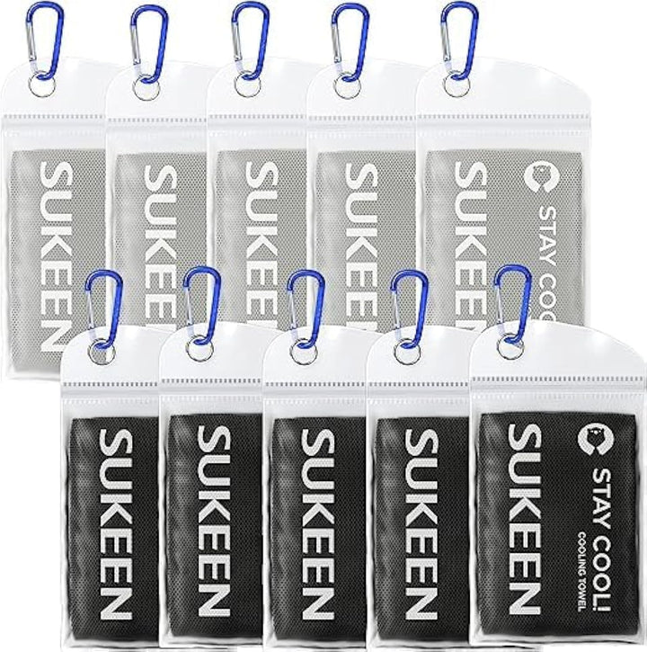 Cooling Towel, Towels 4 Pack, Gym for Women, Cool Towel Instant Relief Stay Ice Neck (2*Dark Grey/2*Dark Blue/2*Grey/2*Black), 40 X12 Inch