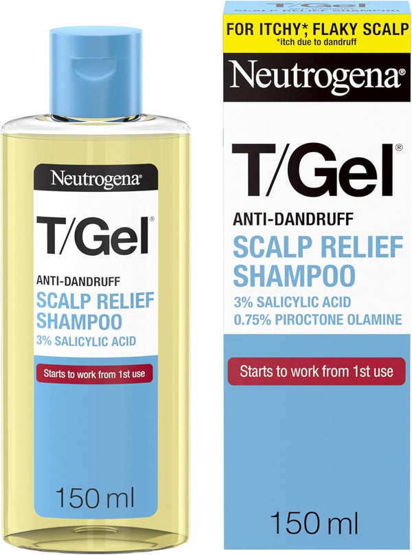 T/Gel Scalp Relief Anti-Dandruff Shampoo (150Ml) with 3% Salicylic Acid, Suitable for Those Prone to Scalp Psoriasis and Seborrhoeic Dermatitis