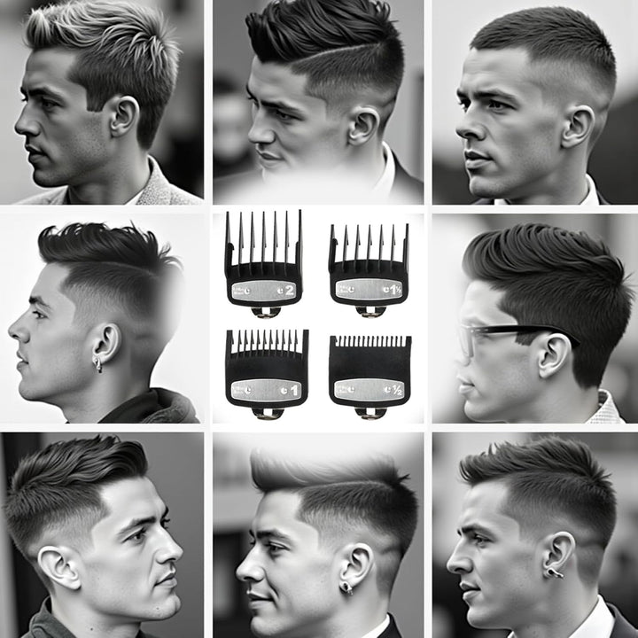 4 Pcs Clipper Guards for Wahl,Hair Clipper Guide Combs with Metal Clip,Replacement Hair Clippers Trimmers,Clipper Cutting Guards Attachments,Professional Cordless Hair Clipper Guards(Black)