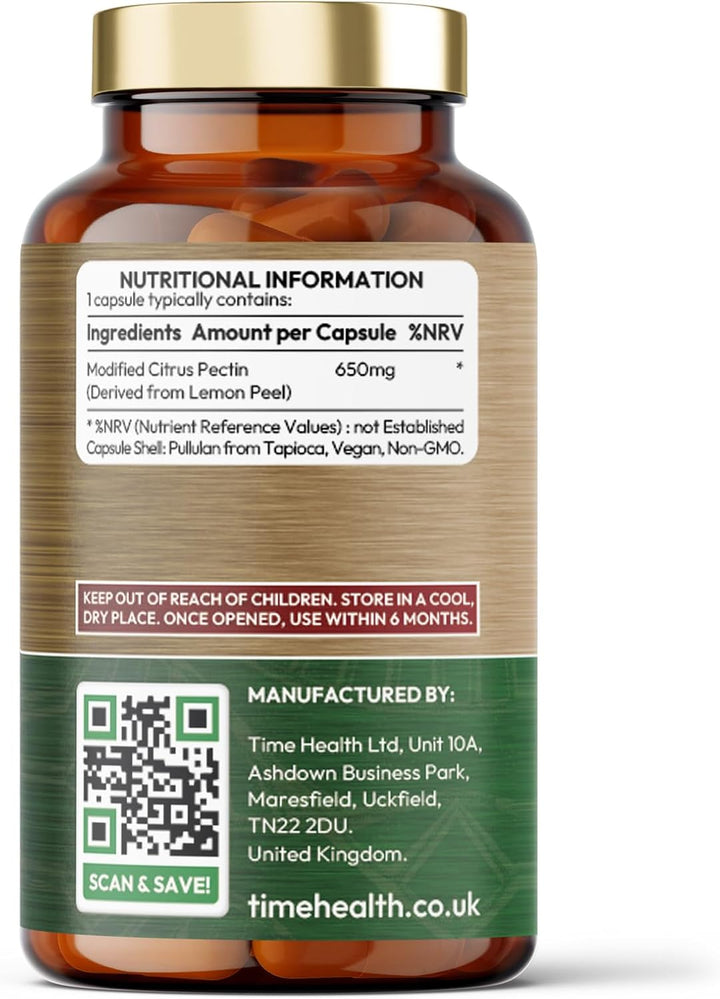 Modified Citrus Pectin (MCP) – over 90% Galacturonic Acid – Naturally Derived from Lemon – Vegan – UK Made Supplement – Zero Additives (60 Capsule Pouch) (60 Capsule Pouch)