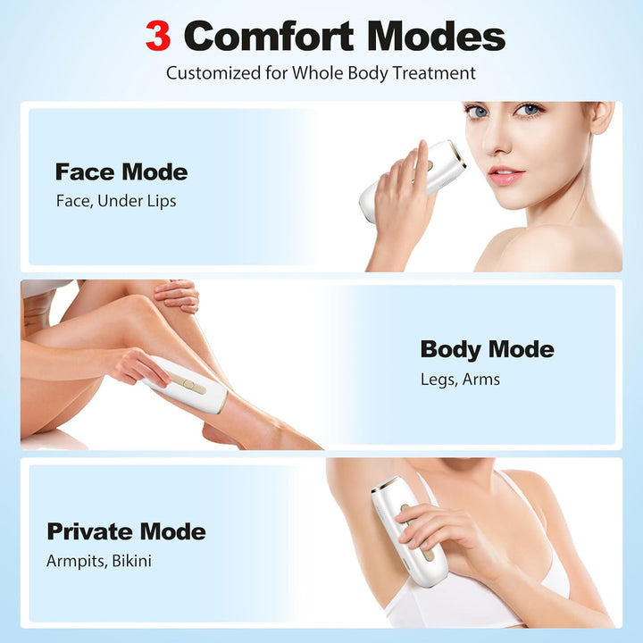 IPL Laser Hair Removal, Sapphire Cooling Painless Laser Hair Removal 1200Nm Hair Removal Laser 3 Modes and 5 Levels of Adjustment Permanent Hair Removal