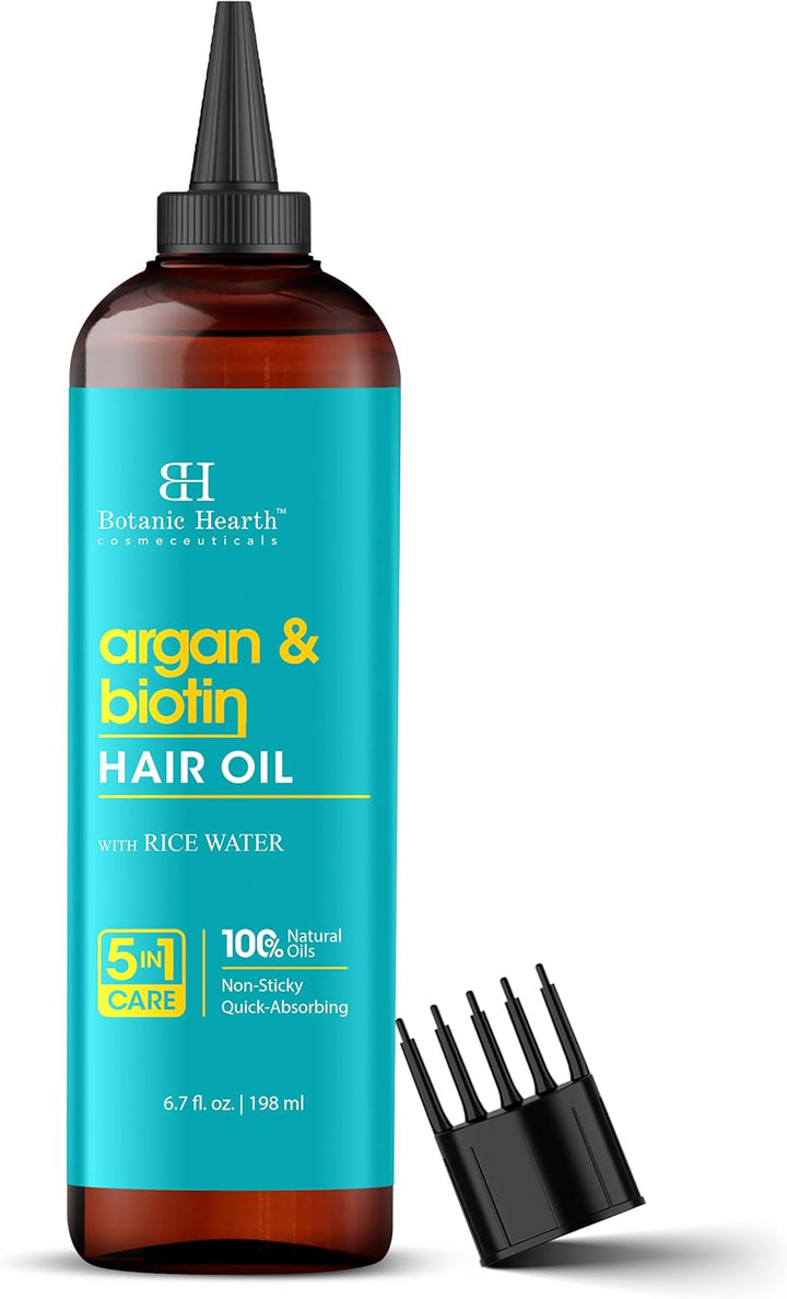 100% Pure Rosemary Oil for Hair Growth Infused with Biotin | Hair Strenghtening Treatment | Nourishing & Volumizing | with Jojoba Oil & Castor Oil | Non GMO Verified | 6.7 Fl Oz