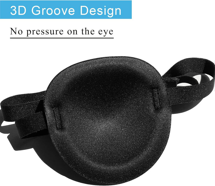 2PCS Eye Patch, Adjustable Eye Patches, Medical Eye Patch, Amblyopia Lazy Eye Patches for Left or Right Eyes, Black