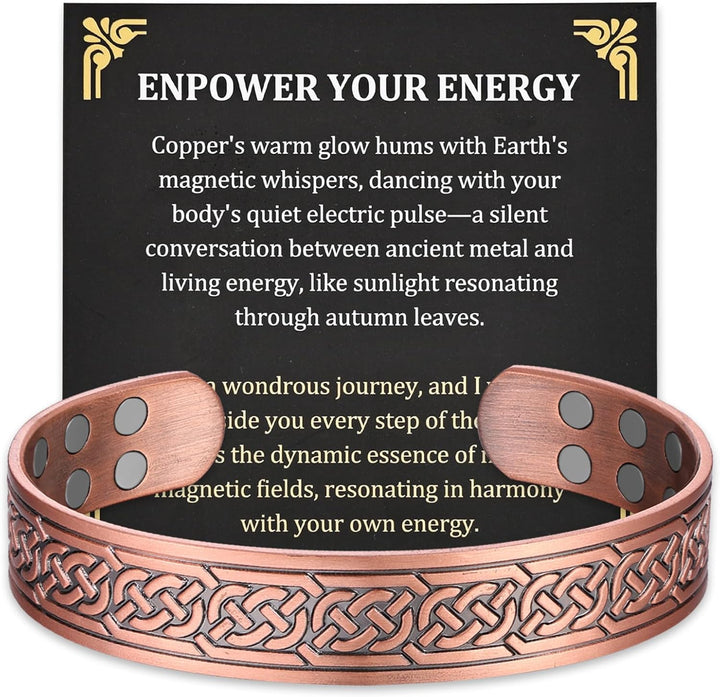 Copper Bracelet for Men, 18X Strength Magnetic Bracelet with 3800 Gauss Magnets, 99.99% Pure Solid Copper, Men'S Jewelry Gift