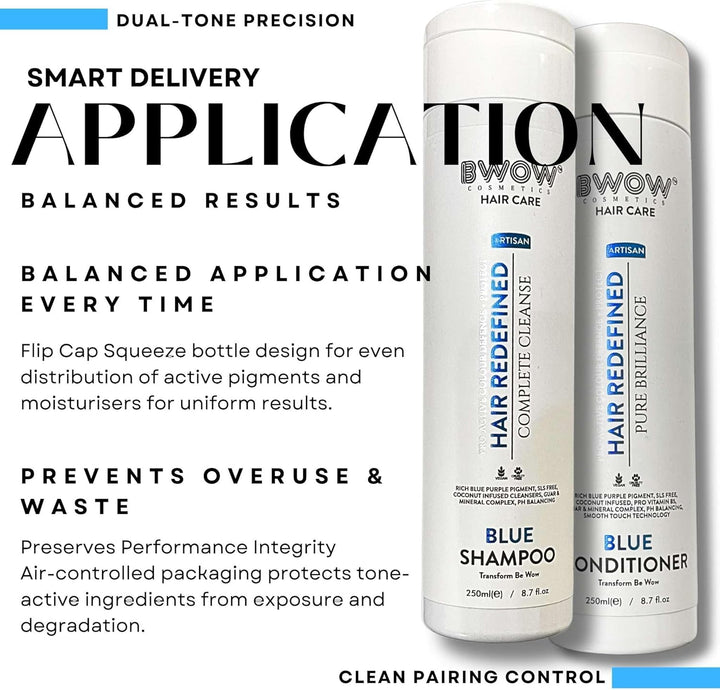 Blue Purple Shampoo for Blonde Grey Silver Highlighted Hair Pro Active Colour Defence + Protect Revive + Refresh Brilliant Brassy Tone Correcting Pigment Deposit Vegan Guar Mineral Complex 250Ml