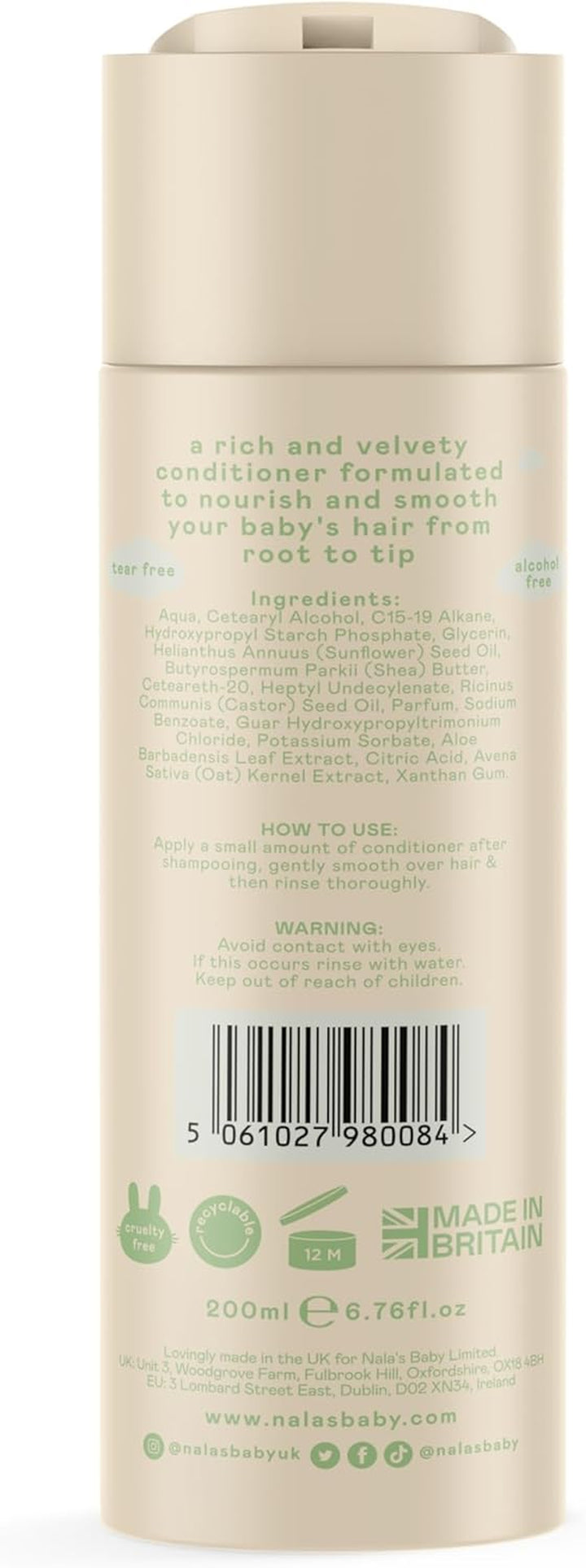 Conditioner |Award-Winning |99% Natural | Dermatologically-Tested and Paediatrician-Approved | Nourishing Blend of Castor Oil and Aloe | Vegan | 200Ml | Nalas Baby