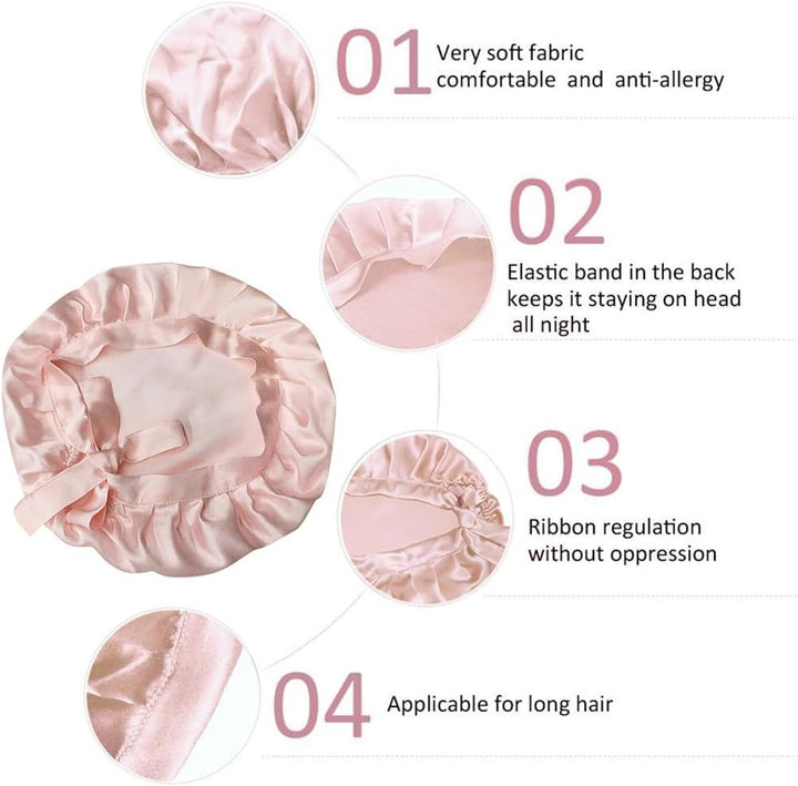 Adults Lady Nightcaps Sleeping Cap Adjustable Wrap Portable Long Hair Beauty Sleep Hat Headwear Dormitory Travel