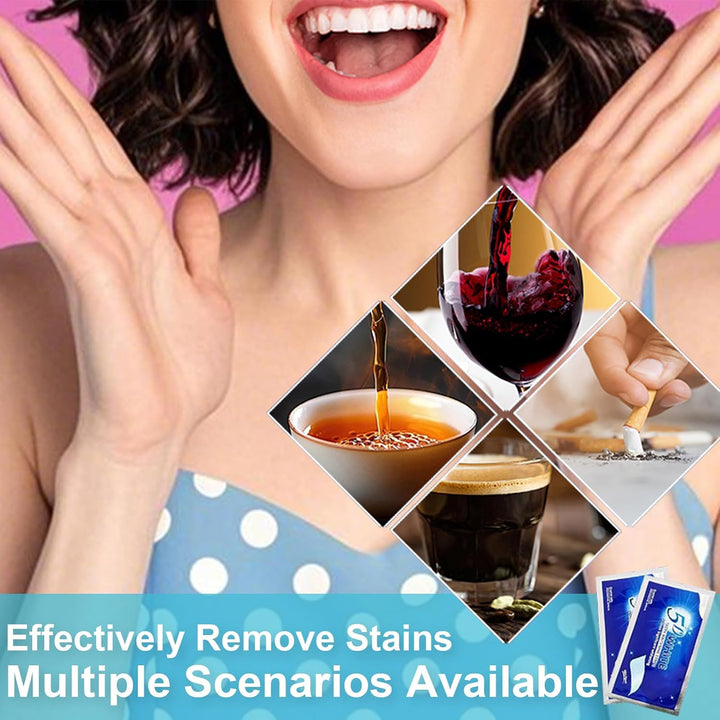 Teeth Whitening Strips, Tooth Whitener, Teeth White Kits Mint Flavor, Non Slip Effective Formula Fast Remove Smoking, Coffee and Wine Stains, 14 Pairs