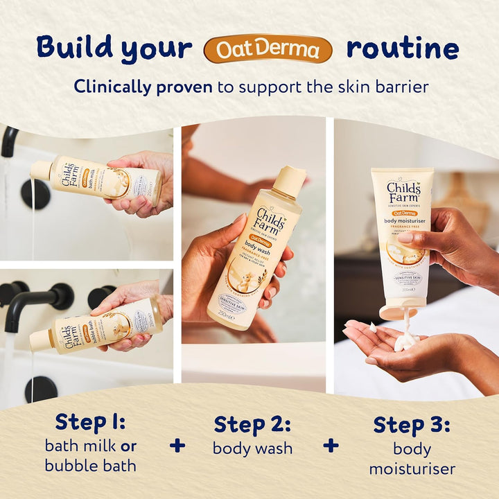 Oatderma Bubble Bath, Fragrance Free, Soothing Hydration for Sensitive Skin, Baby, 250Ml