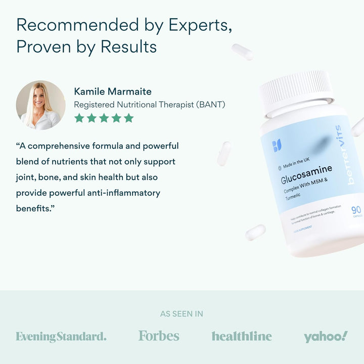 Glucosamine Complex with MSM, Turmeric & Vitamin C | Glucosamine and Chondroitin High Strength | Joint Care Supplements for Men & Women | Supports Mobility & Flexibility - 90 Tablets