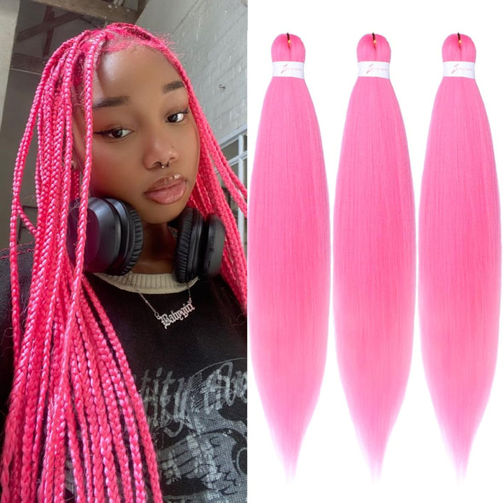 3 Packs Pre Stretched Braiding Hair Extension Yaki Texture EZ Braids Hair for Coi Leray Braids Black Braiding Crochet Hair Extensions /30 Inch 1B#