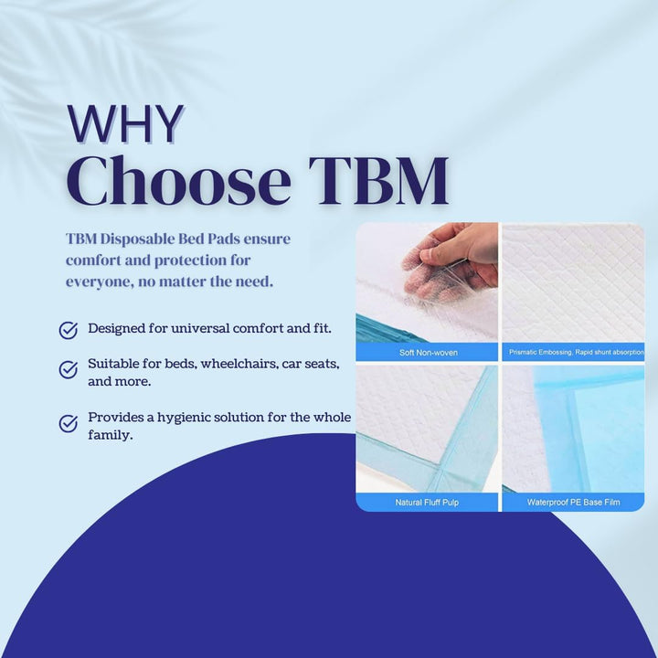 50 X Disposable Incontinence Bed Pads 60 X 60 | Absorbent Underpads, Bed Mats, Incontinence Pads, Incontinence Sheets, Bed Pads, Premium Incontinence Bed Sheets