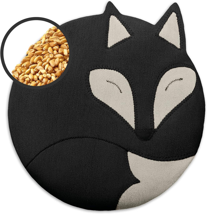Wheat Bag Microwavable, Unscented/Heat Pack for Stomach and Lower Back/Animal: Fox Luca, Red